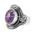 Natural Purple Copper Turquoise Gemstone 925 Sterling Silver Ring